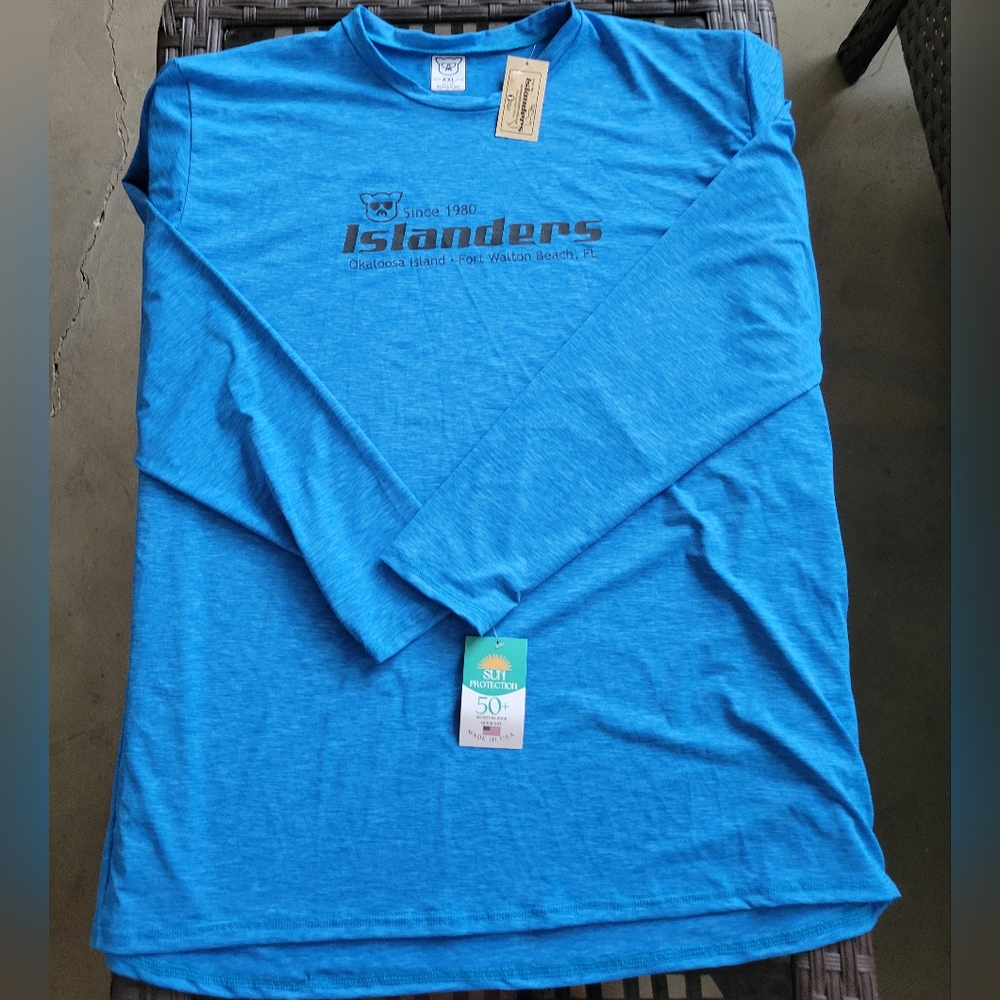 Islander Blue Long Sleeve Tee Casual Crew Neck Sun Shirt 50 Sun Block
